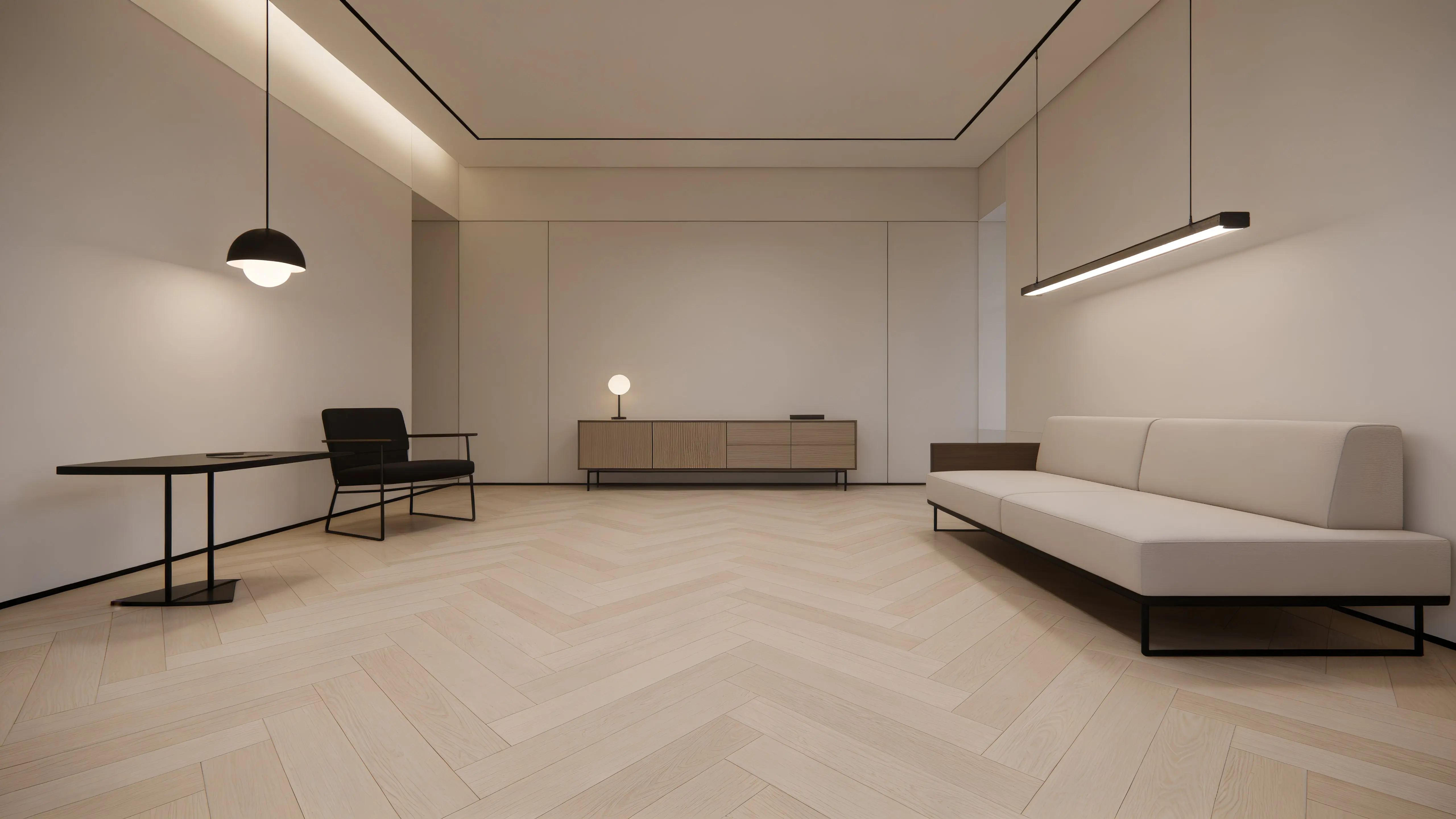 Aranżacja wnętrza z podłogą Dąb w kolorze ciepłej szarości